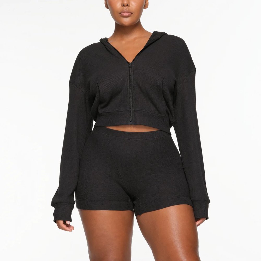 SKIMS Waffle Zip Up Hoodie Ash small